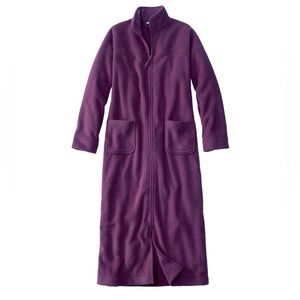 L.L. Bean Women’s Winter Fleece Robe Zip-Front Purple